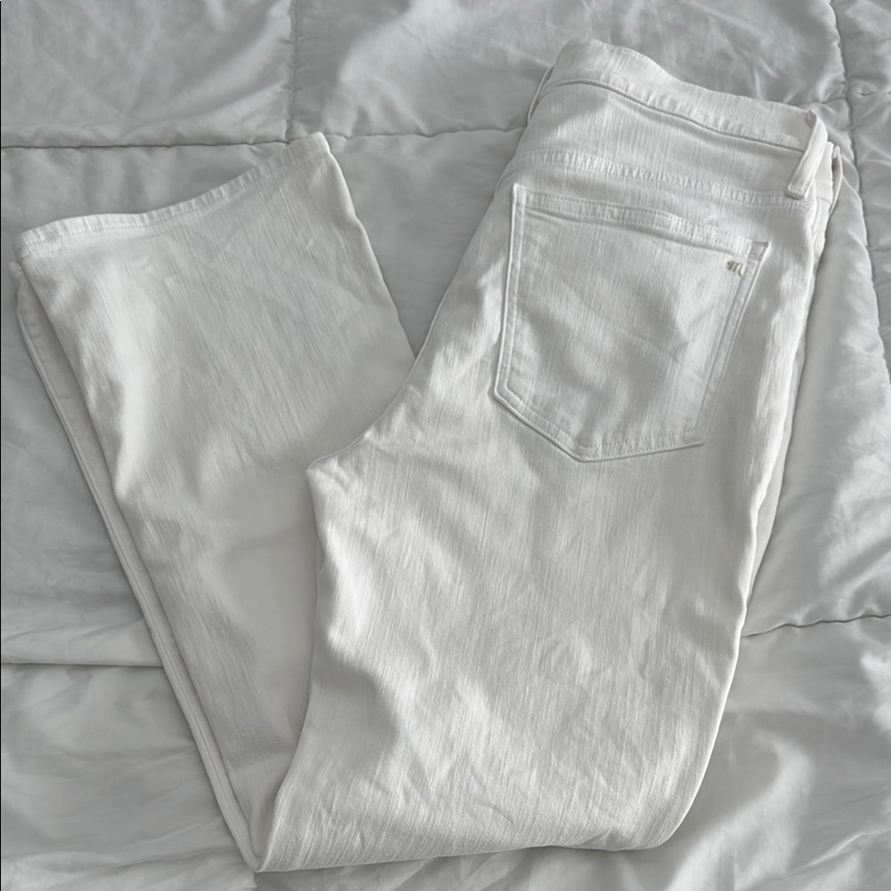 Mid Rise Kick Out White Jeans